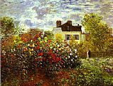 Garden Canvas Paintings - Monet's Garden at Argentueil
